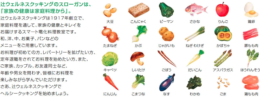 食材はバランスよくワンレッスン10〜20品目使用